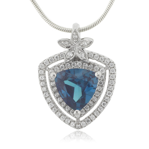 Alexandrite Trillion Cut Stone Flower Pendant