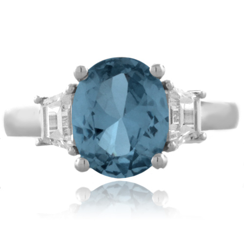 Aquamarine Sterling Silver Oval Cut Gemstone Ring