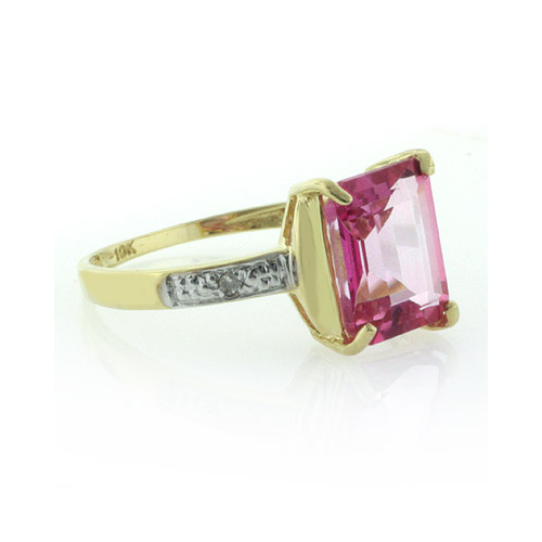 10K Yellow Gold Natural Pink Topaz Ring