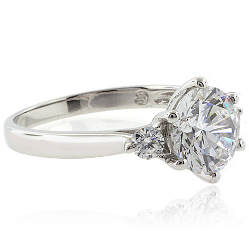 3 Stone Sterling Silver Engagement Ring