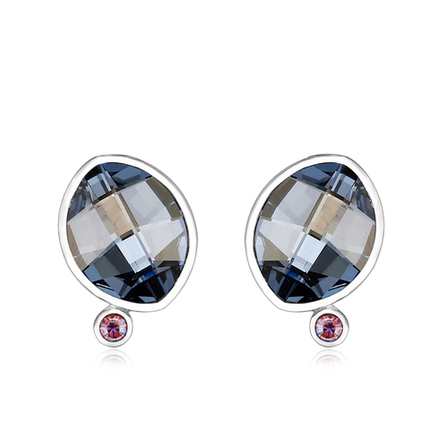 Blue Sterling Silver Swarovski Crystal Earrings