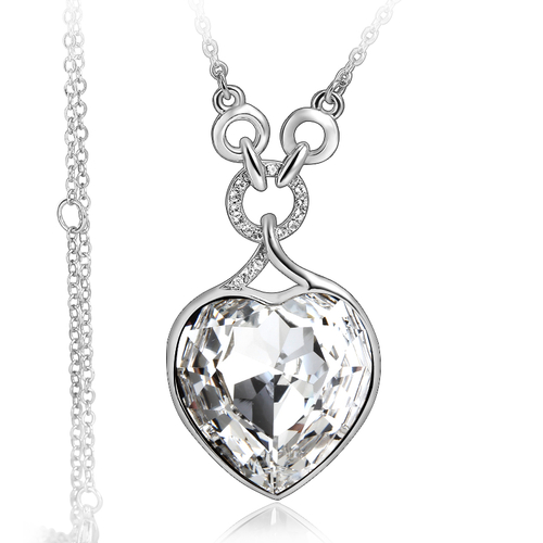 Swarovski Elements White Heart Gold Plated Necklace