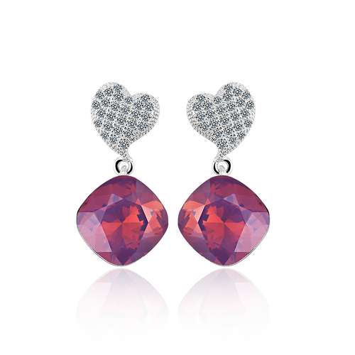 Swarovski crystals Earrings Amethyst Opal Color