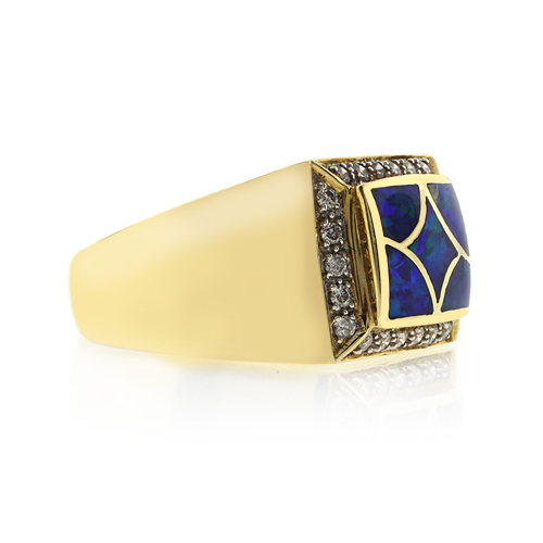 Genuine Opal Ring 0.28 ct tw Diamonds 14K Yellow Gold