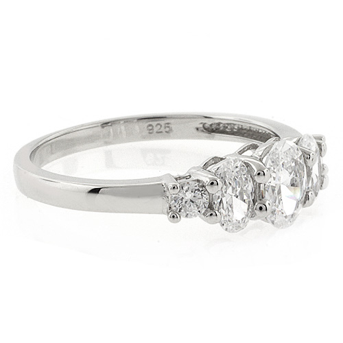3 Oval Cut Simulated Diamond Engagement Ring
