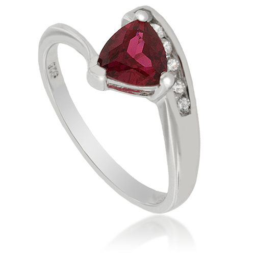 Solitaire Red Ruby Sterling Silver Ring