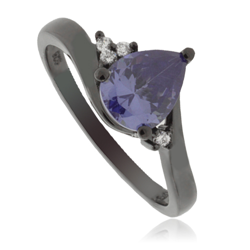 Tanzanite Pear Cut Silver Ring