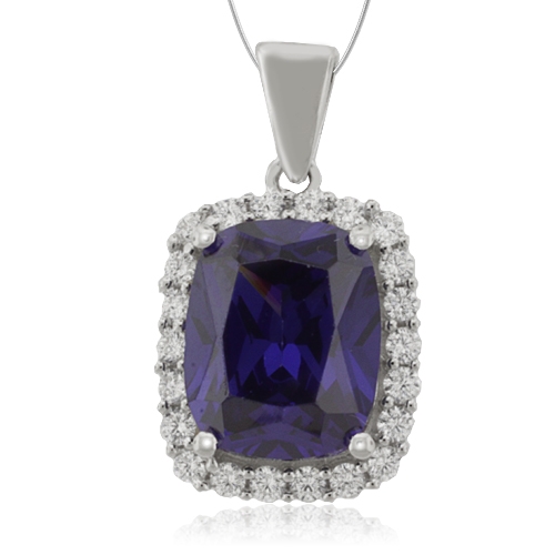 Silver Pendant with Tanzanite & Zirconia Gemstones.