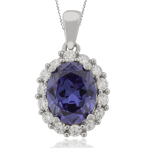 Oval Cut Tanzanite Silver Pendant