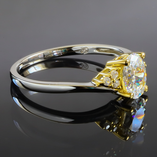 Ring with Simulated Diamonds in Sterling Silver
