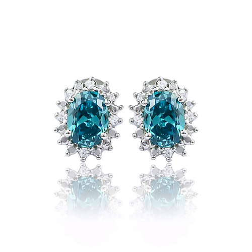 Alexandrite Oval Cut Framed Silver Earrings