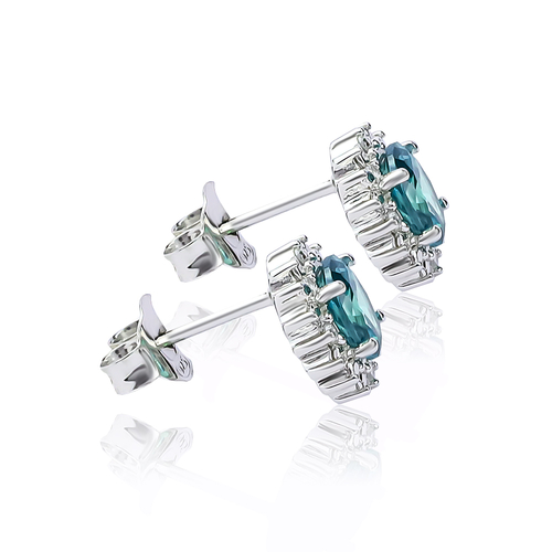 Alexandrite Oval Cut Framed Silver Earrings