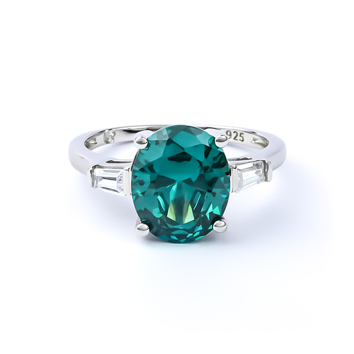 Sterling Silver Alexandrite and Cubic Zirconia Ring