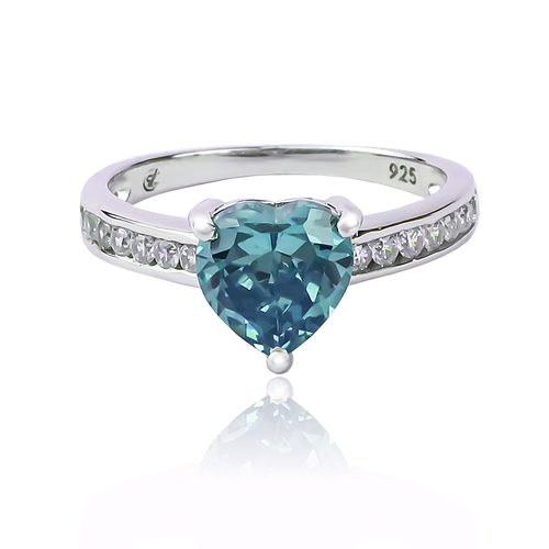 Sterling Silver Heart Shape Alexandrite and Cubic Zirconia Ring