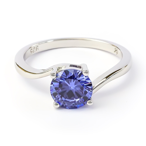 Tanzanite Sterling Silver Solitaire Ring