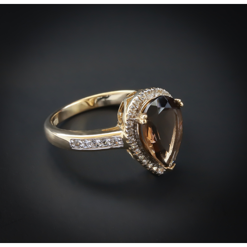Pear Cut Smoky Topaz Sterling Silver Ring