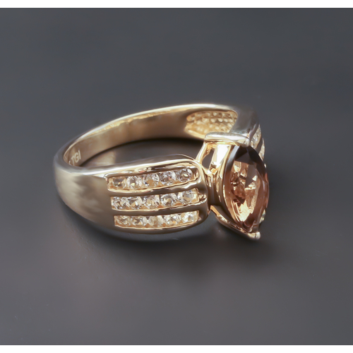 Smoked Topaz Marquise Cut Gemstone Sterling Silver Ring