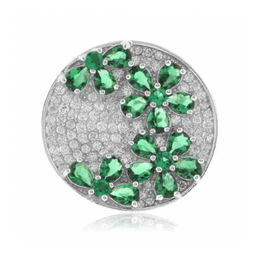 Beautiful Micro Pave Emerald .925 Silver Ring