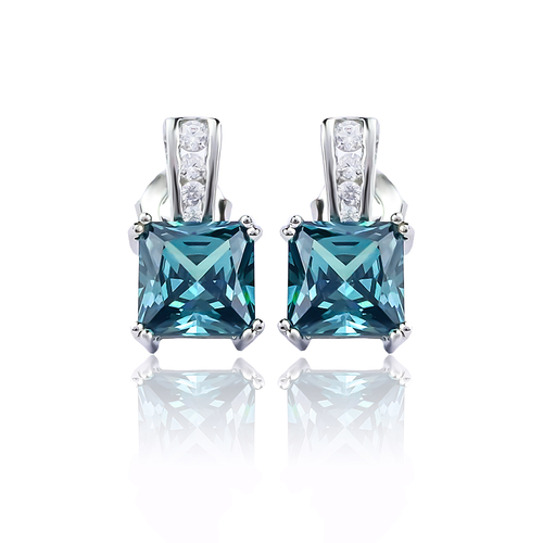 Princess Cut Alexandrite Sterling Silver Earrings
