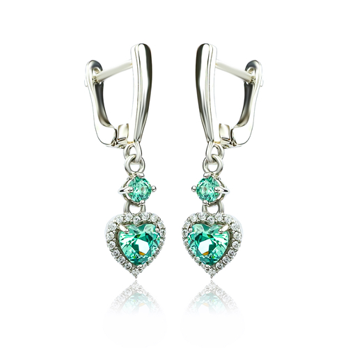 Alexandrite Heart Shape Dangling Sterling Silver Earrings