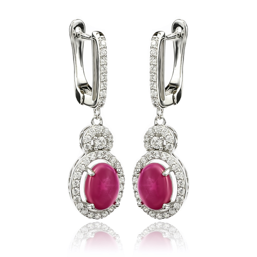 Dangling Star Ruby Sterling Silver Earrings