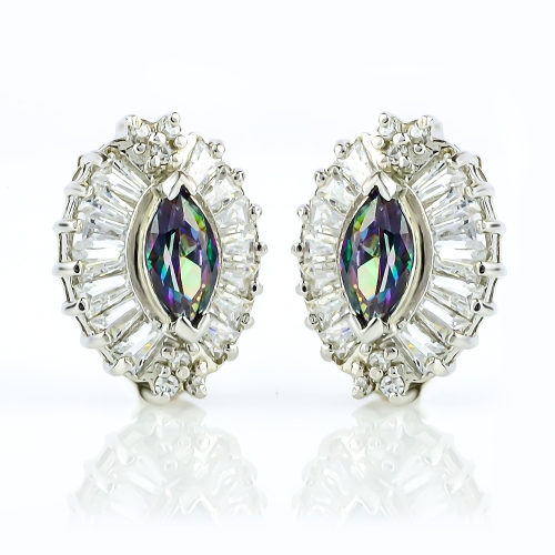 Mystic Topaz Silver Marquise Cut Stone Earrings