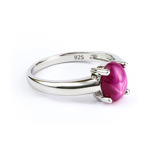 Oval Cut Cabuchon Star Ruby Solitaire Ring