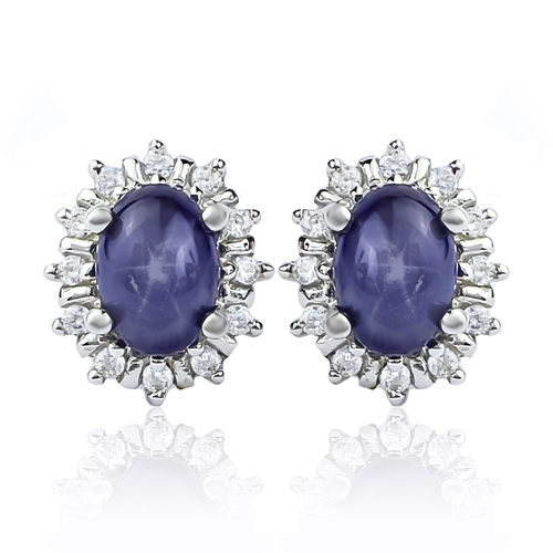 Earrings with Star Sapphire Sterling Silver