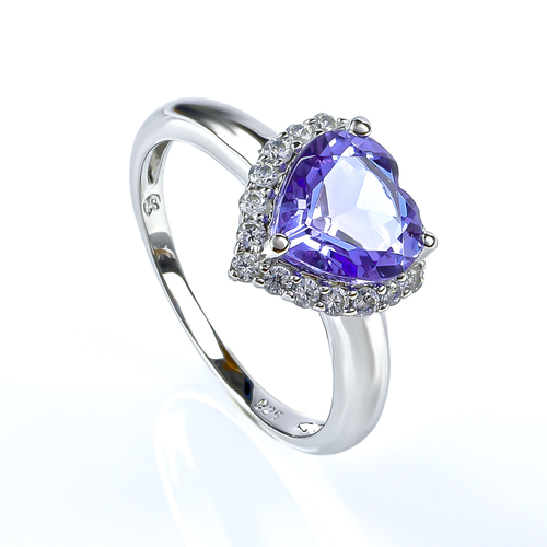 Alexandrite Sterling Silver Solitaire Ring Heart Shape