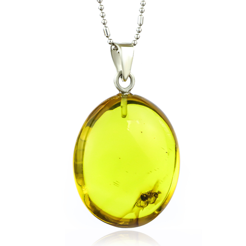 Genuine Ant Amber Silver Pendant From Mexico 32 mm x 20 mm