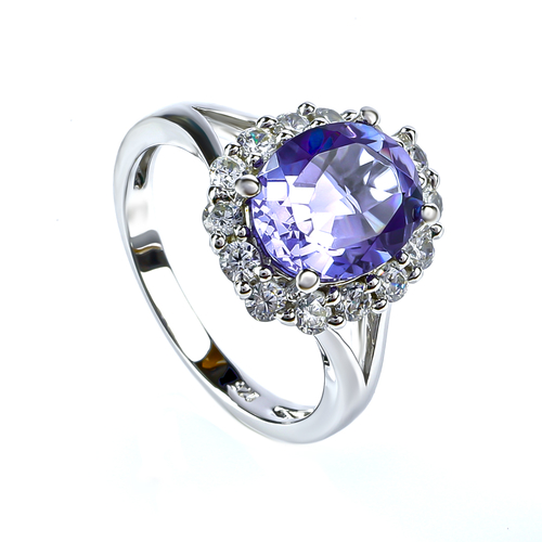 Alexandrite Blue to Purple Color Change Silver Ring