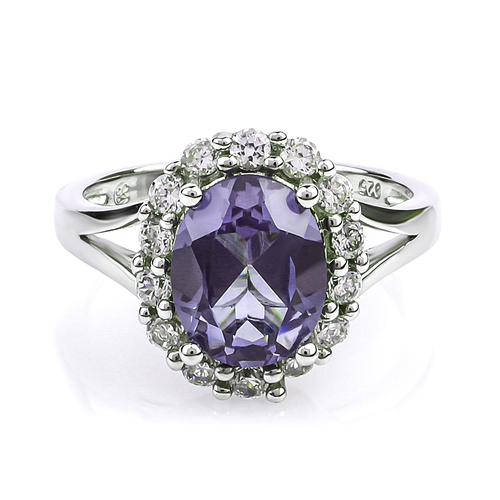 Alexandrite Blue to Purple Color Change Silver Ring