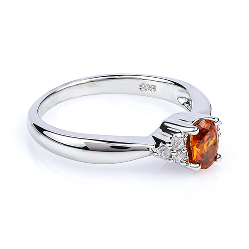 Silver Fire Cherry Opal Ring