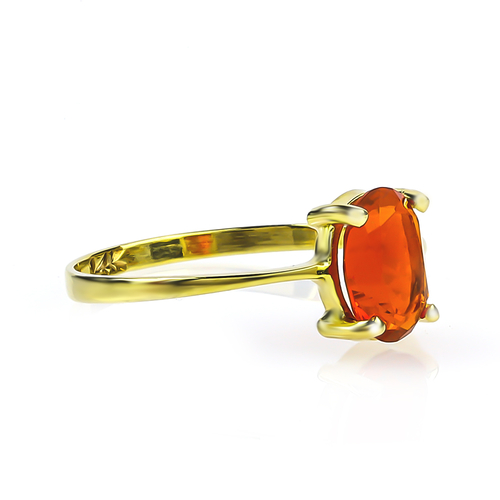 Natural High Quality Mexican Fire Cherry Opal 14K Gold Ring