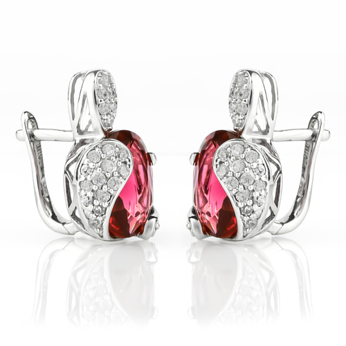 Pink Tourmaline Silver Earrings