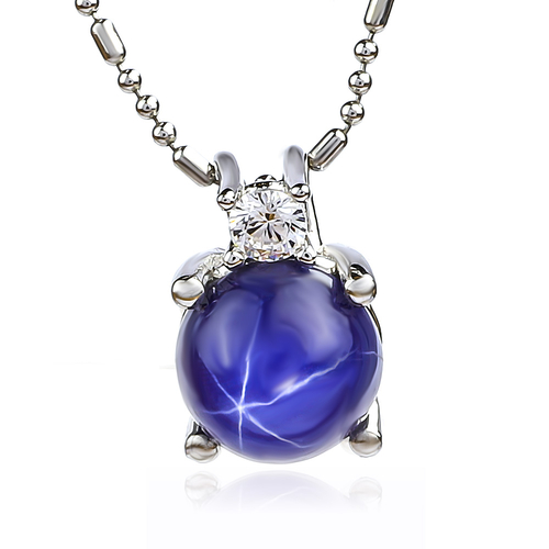 Blue Star Sapphire Solitaire Pendant