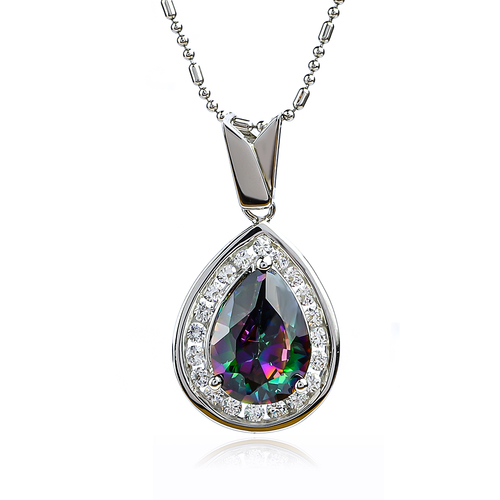 Mystic Topaz Pear Cut Silver Quality Pendant