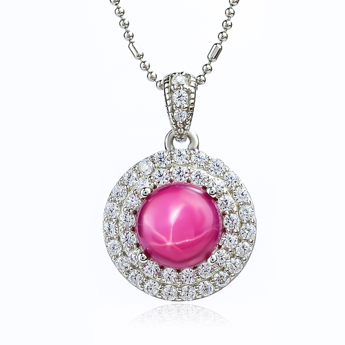 Star Ruby Pendant Simulated Diamonds