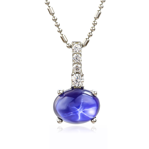 Star Sapphire Solitaire Pendant Sterling Silver