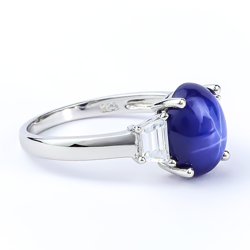 Sterling Silver Star Blue Sapphire Ring