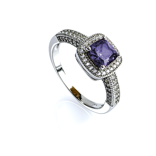 Classic Halo Amethyst Engagement Ring