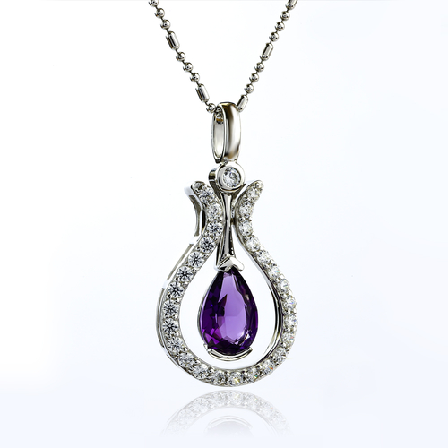 Pear Cut Amethyst Silver Pendant