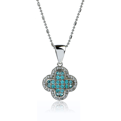 Sterling Silver Cross With Paraiba Stone