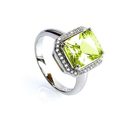 925 Sterling Silver Yellow Alexandrite Ring