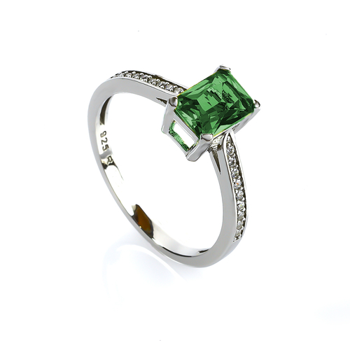Petite Micropavé Emerald Halo Engagement Ring