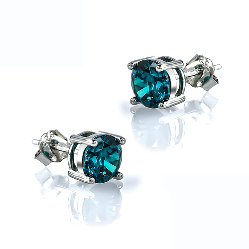 Solitaire Alexandrite Stud Silver Earrings