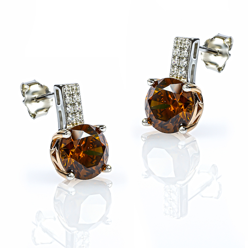 Silver Brilliant Cut Simulated Chocolate Diamond Set Earrings Pendant