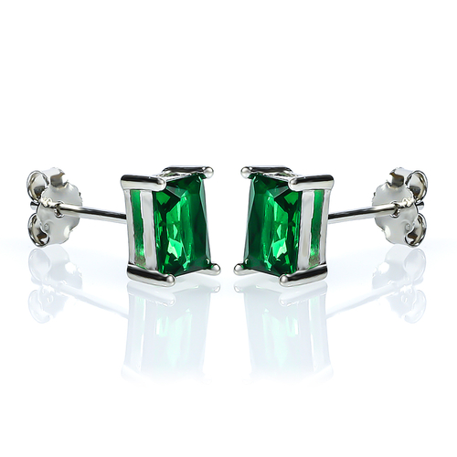 Emerald Cut Emerald Stud Earrings 6 mm x 4 mm