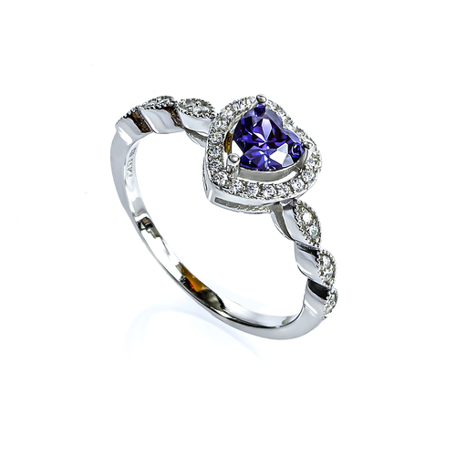 Silver Heart Shape Tanzanite Silver Ring