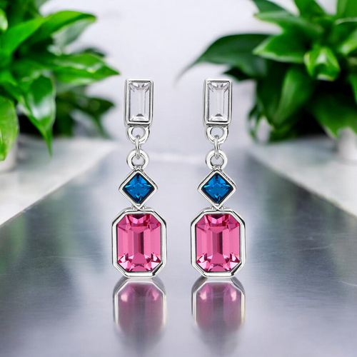 Pink Swarovski Crystal Earrings